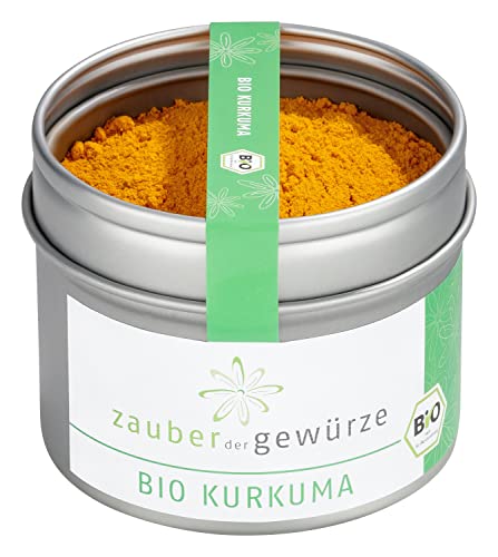 Zauber der Gewürze | BIO Kurkuma-Pulver gemahlen, 100 % naturrein aus kontrolliert biologischem Anbau, Curcuma, Curcumin, Premium-Qualität, 55 g von Zauber der Gewürze