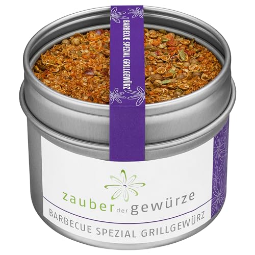 Zauber der Gewürze Barbecue Spezial Grillgewürz - BBQ Gewürz für Steak, Spare Ribs und Grillspieße, Gourmet-Qualität in wiederverschließbarer Aroma-Dose, 65 g von Zauber der Gewürze