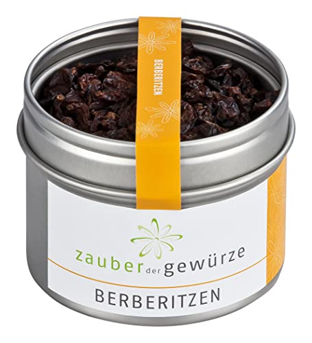 Zauber der Gewürze Berberitzen - Berberitzenbeeren getrocknet, für Müsli, Obstsalat, Wild- oder Reisgerichte, Premium-Qualität in wiederverschließbarer Aroma-Dose, 35 g von Zauber der Gewürze