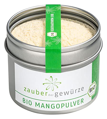 Zauber der Gewürze Bio Mangopulver - Mango Pulver ohne Zusätze, 100% natürlich aus gefriergetrockneten Mangos, ungesüßt, laktosefrei und vegan für Joghurt, Porridge, Müsli oder Smoothies, 75 g von Zauber der Gewürze