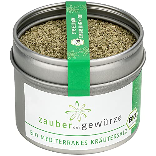 Zauber der Gewürze Mediterranes Kräutersalz Bio – Aromatische Salzmischung mit mediterranen Kräutern, perfekt zum Würzen von Gemüse, Fleisch und Fisch, 90 g von Zauber der Gewürze