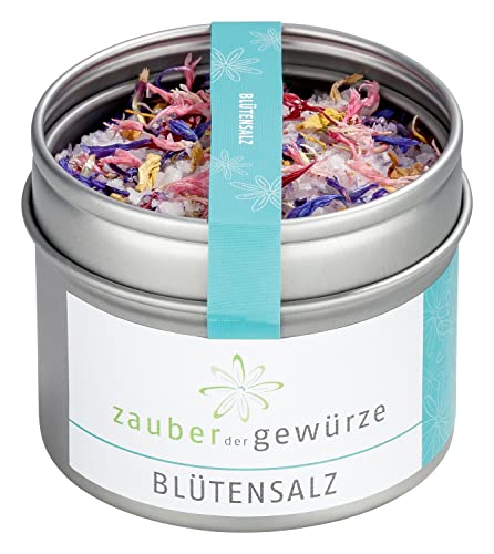 Zauber der Gewürze | Blütensalz, farbenfrohe Blütensalzmischung aus Fleur de Sel und bunten Blüten als Finishing Salz, 75 g von Zauber der Gewürze