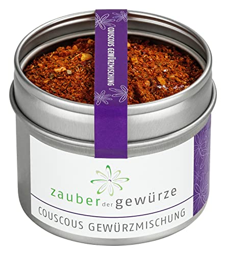 Zauber der Gewürze Couscous Gewürz, Gewürzmischung für Couscous, Bulgur, Tabouleh und weitere orientalische Gerichte, Premium-Qualität in wiederverschließbarer Aroma-Dose, 55 g von Zauber der Gewürze