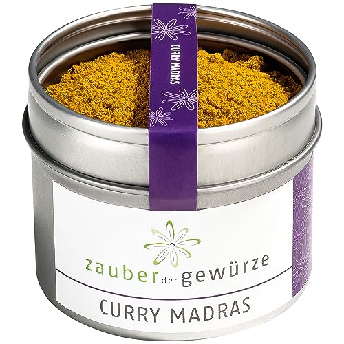Zauber der Gewürze Curry Madras, leicht scharfes Curry-Pulver, aromatische indische Curry Gewürzmischung, auch für Currywurst-Sauce und Curry-Paste, 50 g Zauber der Gewürze Curry Madras, leicht scharfes Curry-Pulver, aromatische indische Curry Gewürzmischung, auch für Currywurst-Sauce und Curry-Paste, 50 g von Zauber der Gewürze