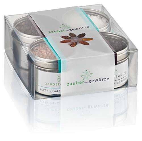 Zauber der Gewürze Edle Salze & Pfeffer Gewürze Geschenkset | Gewürze Set mit 4 edlen Gourmet-Salzen & Pfeffern in Premiumqualität, als Geschenk für Frauen & Männer, 360 g von Zauber der Gewürze