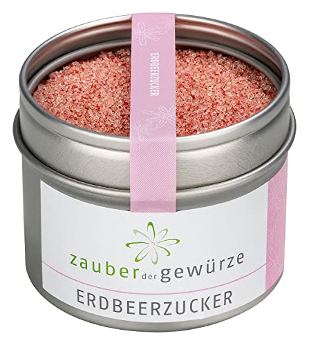 Zauber der Gewürze Erdbeerzucker - natürlicher Rohrohrzucker mit Erdbeerpulver, süße Versuchung zu Waffeln, Crêpes, Eis, Müsli, Milchshakes, Milchreis oder eingerührt in Sahne, 85 g von Zauber der Gewürze