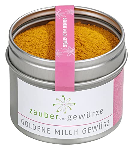 Zauber der Gewürze Goldene Milch Gewürz, Pulver | Golden Milk | Kurkuma Latte - Gewürzmischung mit einem Hauch echter Bourbon Vanille, ohne Zuckerzusatz, 55g von Zauber der Gewürze