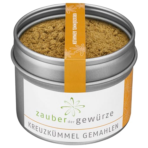 Zauber der Gewürze Kreuzkümmel gemahlen - Cumin-Pulver für die indische, arabische und nordafrikanische Küche, Kreuzkümmelpulver in Top-Qualität und wiederverschließbarer Aroma-Dose, 50 g von Zauber der Gewürze