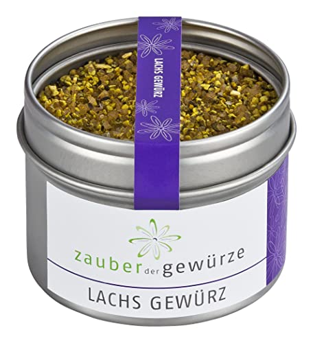 Zauber der Gewürze Lachs Gewürz, lecker für Lachs gebraten, vom Grill, von der Planke, für Flammlachs, Premium-Qualität in wiederverschließbarer Aroma-Dose, 80 g von Zauber der Gewürze