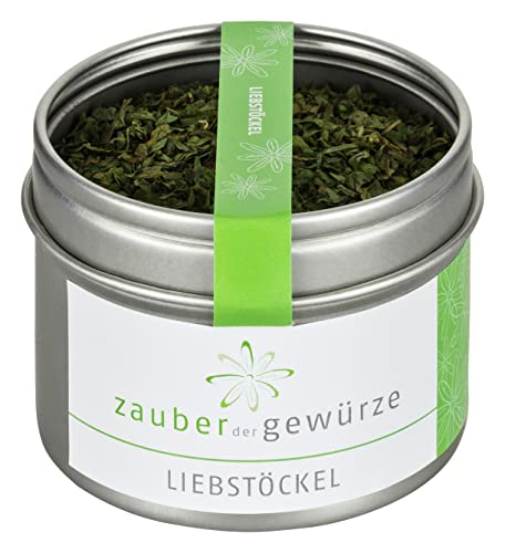 Zauber der Gewürze Liebstöckel, getrocknet gerebelt, Maggikraut, Premium-Qualität in wiederverschließbarer Aroma-Dose, 15 g von Zauber der Gewürze