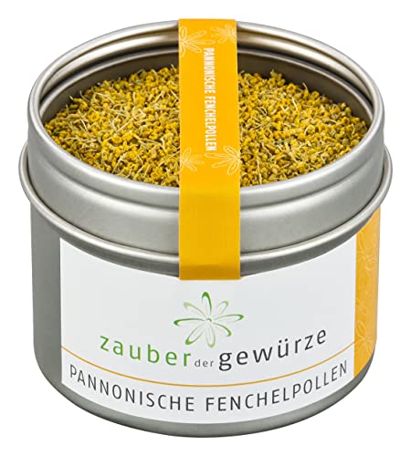 Zauber der Gewürze Pannonische Fenchelpollen – Aromatische Fenchelpollen als i-Tüpfelchen für Fisch, Kalb, Lamm, Geflügel, Wild, Schwein, Suppen, Soßen, Pasta, Risotti, Gemüsegerichte und Salate, 30 g von Zauber der Gewürze