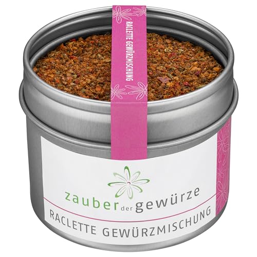 Zauber der Gewürze Raclette Gewürz - leckere Gewürzmischung für Raclette, Käsefondue und andere Gerichte mit Käse, Raclette Zubehör, Top-Qualität in wiederverschließbarer Aroma-Dose, 55 g von Zauber der Gewürze