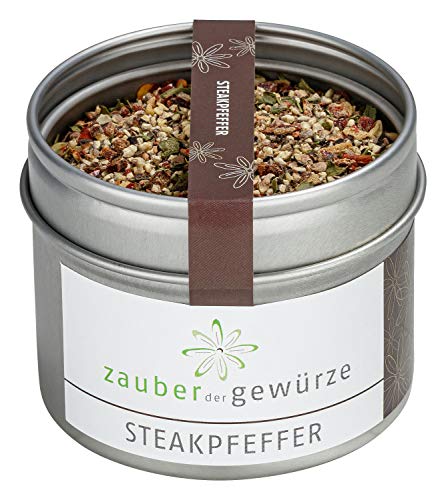 Zauber der Gewürze Steakpfeffer - Grillgewürz zum Würzen von Steak, als Grill-Marinade für Fleisch, Top-Qualität in wiederverschließbarer Aroma-Dose, 60 g von Zauber der Gewürze