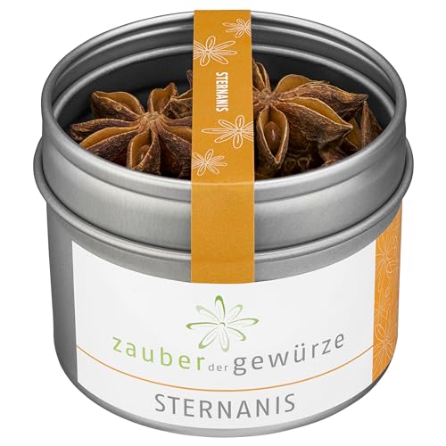 Zauber der Gewürze Sternanis ganz - zum Kochen & Backen und zur Dekoration, Premium-Qualität in wiederverschließbarer Aroma-Dose, 25 g von Zauber der Gewürze