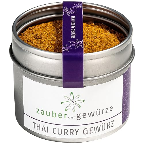 Zauber der Gewürze Thai Curry Gewürz, Thai Curry-Pulver mild-würzig, auch für Curry-Paste, vegan, asiatische Küche, in wiederverschließbarer Aroma-Dose, 50 g von Zauber der Gewürze