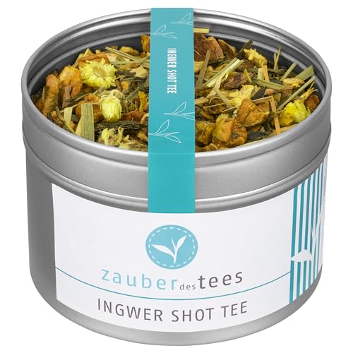 Zauber der Gewürze Ingwer Shot Tee – Grüner Kräutertee mit intensivem Ingwergeschmack und Kurkuma für einen kräftigen Immunboost, 95 g Zauber der Gewürze Ingwer Shot Tee – Grüner Kräutertee mit intensivem Ingwergeschmack und Kurkuma für einen kräftigen Immunboost, 95 g von Zauber des Tees