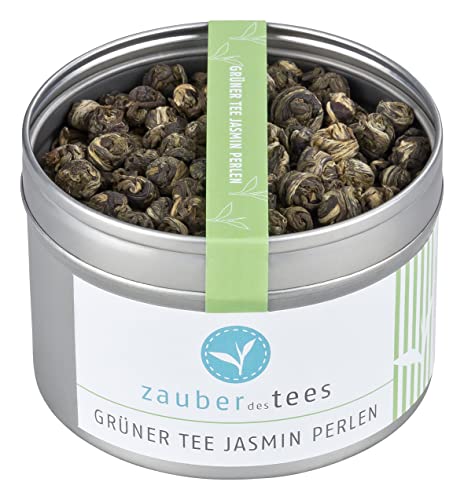 Zauber des Tees Grüner Tee Jasmin Perlen, Grüner Tee Jasmin mit duftenden Jasminblüten, 95 g von Zauber des Tees