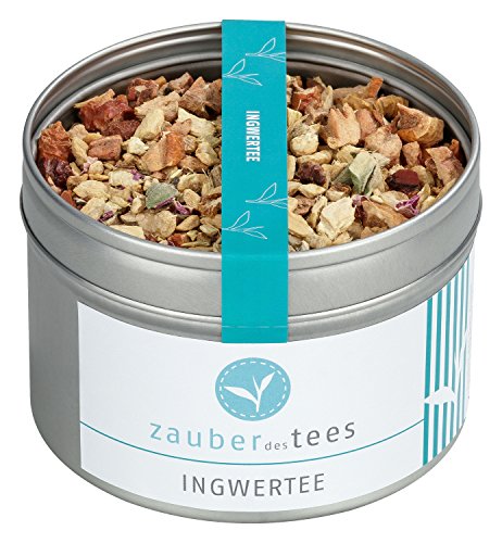 Zauber des Tees Ingwertee Bio - Kräutertee mit leichter Schärfe des Ingwers und spritziger Zitrone, in wiederverschließbarer Aroma-Dose, 80 g von Zauber des Tees