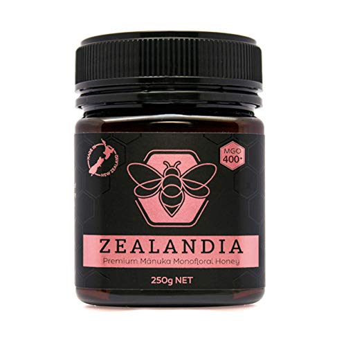 Zealandia Premium Manuka Honig MGO 400+ 250 gramm - 100% Pur aus Neuseeland - Zertifiziertem Methylglyoxal Gehalt - Monofloral Manuka Honey von Zealandia