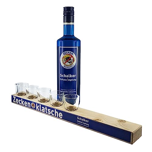 Schalke-Schnaps - "Zeckenklatsche mit Impfbuddel" Schalke-Schnaps - "Zeckenklatsche mit Impfbuddel" von Zeckenschutz gegen Borusseliose