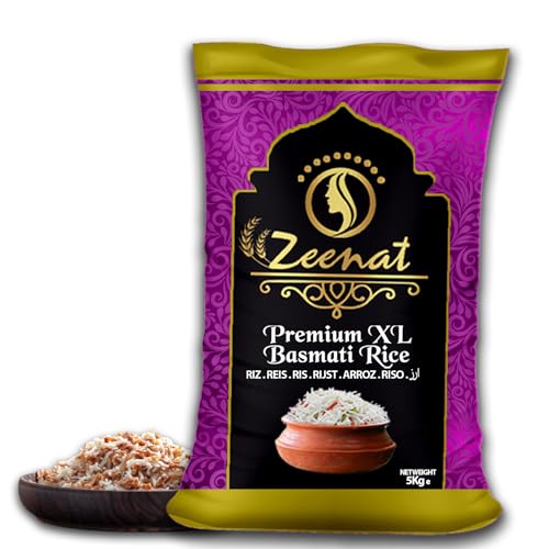 Zeenat Basmati-Reis, extra langkörnig, Biryani, speziell geeignet für das tägliche Kochen, natürlich gereift, perfekt geeignet für den täglichen Verzehr. (10kg) von Zeenat