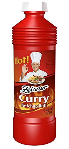 Zeisner Curry Ketchup Hot! | Ketchup mit erlesenen Gewürzen | nachhaltig scharf | natürlich ohne Konservierungsstoffe, 12er Pack (12 x 425 ml) von Zeisner