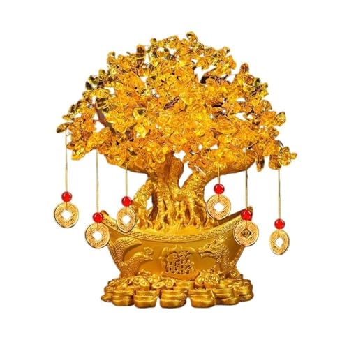 Feng Shui Baumdekoration für den Innenbereich, Citrin-Kristall-Geldbaum, goldener Barrenboden, chinesischer Dragoner-Glückskristallbaum, Feng Shui-Dekor, Kupfer-Münzenschnur-Dekoration for Reichtum/Gl Feng Shui Baumdekoration für den Innenbereich, Citrin-Kristall-Geldbaum, goldener Barrenboden, chinesischer Dragoner-Glückskristallbaum, Feng Shui-Dekor, Kupfer-Münzenschnur-Dekoration for Reichtum/Gl von Zephyria