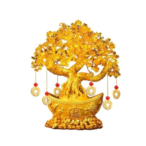 Feng Shui Baumdekoration für den Innenbereich, Citrin-Kristall-Geldbaum, goldener Barrenboden, chinesischer Dragoner-Glückskristallbaum, Feng Shui-Dekor, Kupfer-Münzenschnur-Dekoration for Reichtum/Gl Feng Shui Baumdekoration für den Innenbereich, Citrin-Kristall-Geldbaum, goldener Barrenboden, chinesischer Dragoner-Glückskristallbaum, Feng Shui-Dekor, Kupfer-Münzenschnur-Dekoration for Reichtum/Gl von Zephyria