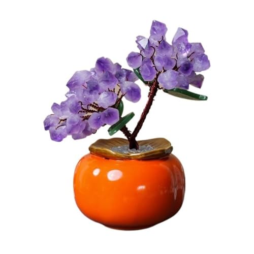 Feng Shui Baumdekoration für den Innenbereich, Gelber Amethyst, der Geld schüttelt, Glücksbaum, der Reichtum anzieht, Ornamente, Wohnzimmer, Schreibtisch, Kristallbaum, für Zuhause, Büro(Purple) von Zephyria