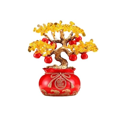 Feng Shui Baumdekoration für den Innenbereich, Kristall-Geldbaum Feng Shui Glücksbeutel-Dekoration | Kristallbaumfigur for Reichtum und Vermögen | Perfekte Heimdekoration, für Zuhause, Büro(Red) von Zephyria