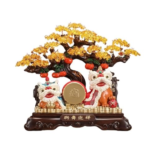 Feng Shui Baumdekoration für den Innenbereich, Kristall-Geldbaum Löwe Feng Shui Ornament Bonsai Glücksbaum for Reichtum und Glück, Kristallbaum-Dekoration, für Zuhause, Büro(Small) von Zephyria