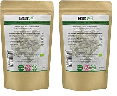 Dalia - Steirische Kürbiskerne BIO 500 g | roh und unbehandelt | Hochwertige Kerne aus der Steiermark | Glutenfrei | 100% Bio-Qualität (Packung mit 2) von ZeroCal - Dalia