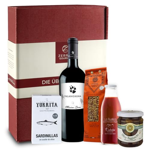 Zerres Gourmet Geschenkbox italienische Spezialitäten mit Fregola al Pomodoro Tomatensauce Sardellen Taggiasca-Oliven und Weißwein Der italienische Geschenkkorb zum genießen Zerres Gourmet Geschenkbox italienische Spezialitäten mit Fregola al Pomodoro Tomatensauce Sardellen Taggiasca-Oliven und Weißwein Der italienische Geschenkkorb zum genießen von Zerres Gourmet