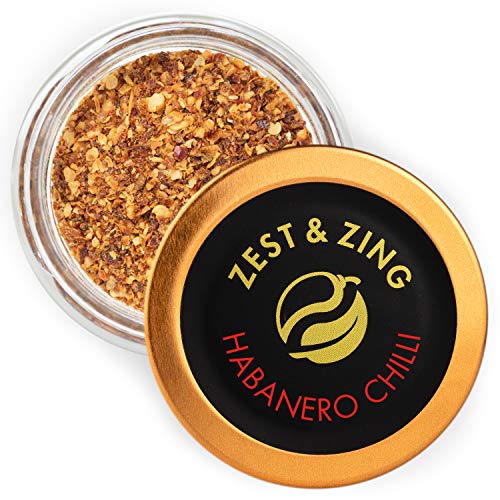 Zest & Zing Habanero Chilli (Flocken), Premium Chillis Frischere, bequeme, stapelbare Gewürzdosen, 20 g 2045 von Zest & Zing