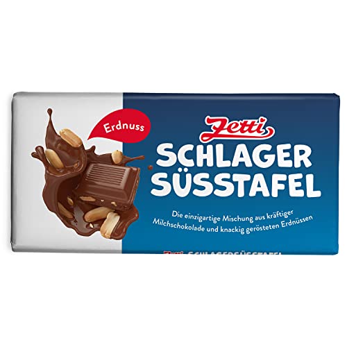 Zetti Schlager - Premium Schokolade mit gerösteten Erdnüssen – Knackige Schokolade mit Nüssen – Made in Germany 24 x 100g von Zetti