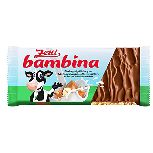 Zetti bambina Vollmilchschokolade mit Haselnuss und Karamell, 24er Pack (24 x 100 g) (Vollmilch, 24 Stück) von Zetti