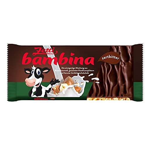 Zetti bambina Zartbitter Schokolade mit Haselnuss und Karamell, 24er Pack (24 x 100 g) (Zartbitter, 24 Stück) von Zetti