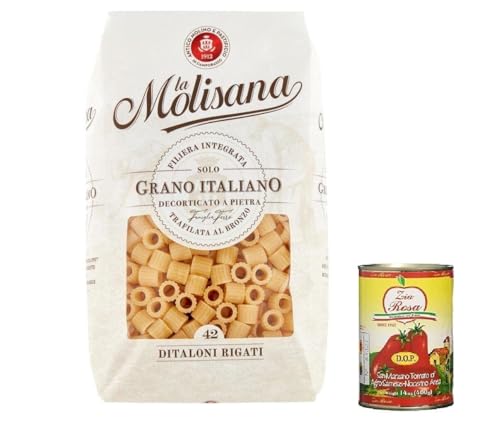 10x La Molisana Ditaloni rigati N. 42 Pasta Lenta Lavorazione Teigwaren aus Hartweizengrieß Bronze-Zeichnung 500g + Zia Rosa DOP Pomodoro San Marzano Dose von 400g 10x La Molisana Ditaloni rigati N. 42 Pasta Lenta Lavorazione Teigwaren aus Hartweizengrieß Bronze-Zeichnung 500g + Zia Rosa DOP Pomodoro San Marzano Dose von 400g von Zia Rosa