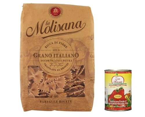 12x La Molisana Pasta Integrale Farfalle Rigate n°66 Vollkornnudeln Vollkornpasta,100% italienischer Weizen,Bronzepaste 500g Packung + Zia Rosa DOP Pomodoro San Marzano Dose von 400g 12x La Molisana Pasta Integrale Farfalle Rigate n°66 Vollkornnudeln Vollkornpasta,100% italienischer Weizen,Bronzepaste 500g Packung + Zia Rosa DOP Pomodoro San Marzano Dose von 400g von Zia Rosa