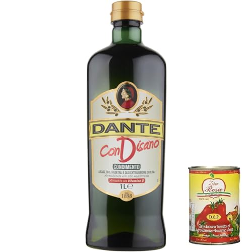 3x Dante Condisano, Mischung aus Pflanzenölen und nativem Olivenöl extra, angereichert mit Vitamin D. 1000ml + Zia Rosa DOP Pomodoro San Marzano Dose von 400g von Zia Rosa