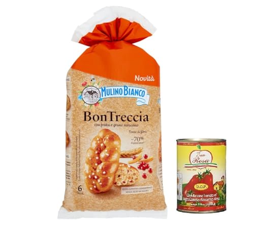 3x Mulino Bianco Bontreccia, Vollkornbrot mit Preiselbeeren und Buchweizen 225g + Zia Rosa DOP Pomodoro San Marzano Dose von 400g von Zia Rosa