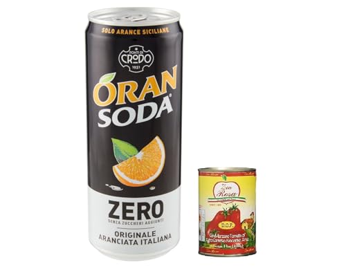 72x Oransoda Zero Erfrischungsgetränk Orangenlemonade, Ohne Zuckerzusatz 33cl + Zia Rosa DOP Pomodoro San Marzano Tomate aus Kampanien Dose von 400g von Zia Rosa