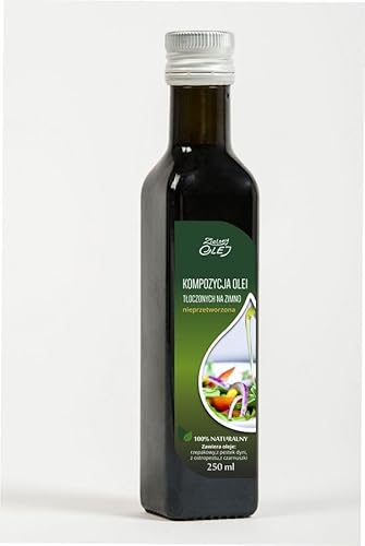 Komposition aus 4 Kaltgepressten Ölen: Rapsöl - Kürbiskernöl - Mariendistelöl - Schwarzkümmelöl - 100% natürlich - unverarbeitet, 250 ml – Ideal für Salate und den täglichen Gebrauch Komposition aus 4 Kaltgepressten Ölen: Rapsöl - Kürbiskernöl - Mariendistelöl - Schwarzkümmelöl - 100% natürlich - unverarbeitet, 250 ml – Ideal für Salate und den täglichen Gebrauch von Zielony Olej
