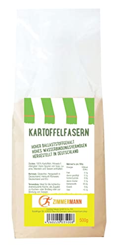 Kartoffelfasern 500g - Hoher Ballaststoffgehalt - Hohes Wasserbindungsvermögen - glutenfrei - aus 100% Kartoffeln - von Zimmermann Sportnahrung von Zimmermann