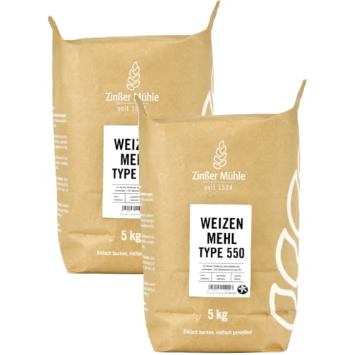 2X Weizenmehl Type 550 5 kg 2X Weizenmehl Type 550 5 kg von Zinßer Mühle