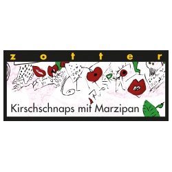 Bitterschokolade mit Kirschschnaps & Marzipan, handgeschöpft von Zotter