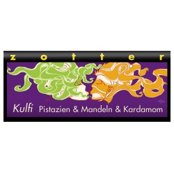 Dunkle Milchschokolade mit Pistazien, Mandeln & Kardamom, handgeschöpft Dunkle Milchschokolade mit Pistazien, Mandeln & Kardamom, handgeschöpft von Zotter
