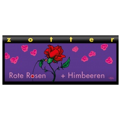 Milchschokolade mit Rosen-Marzipan & Himbeeren, handgeschöpft von Zotter