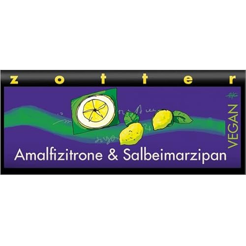 Zotter Dunkle Schokolade mit Amalfizitrone & Salbeimarzipan, handgeschöpft (70 g) - Bio von Zotter
