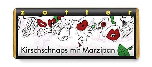 Zotter Bitterschokolade mit Kirschschnaps & Marzipan, handgeschöpft (70 g) - Bio von Zotter